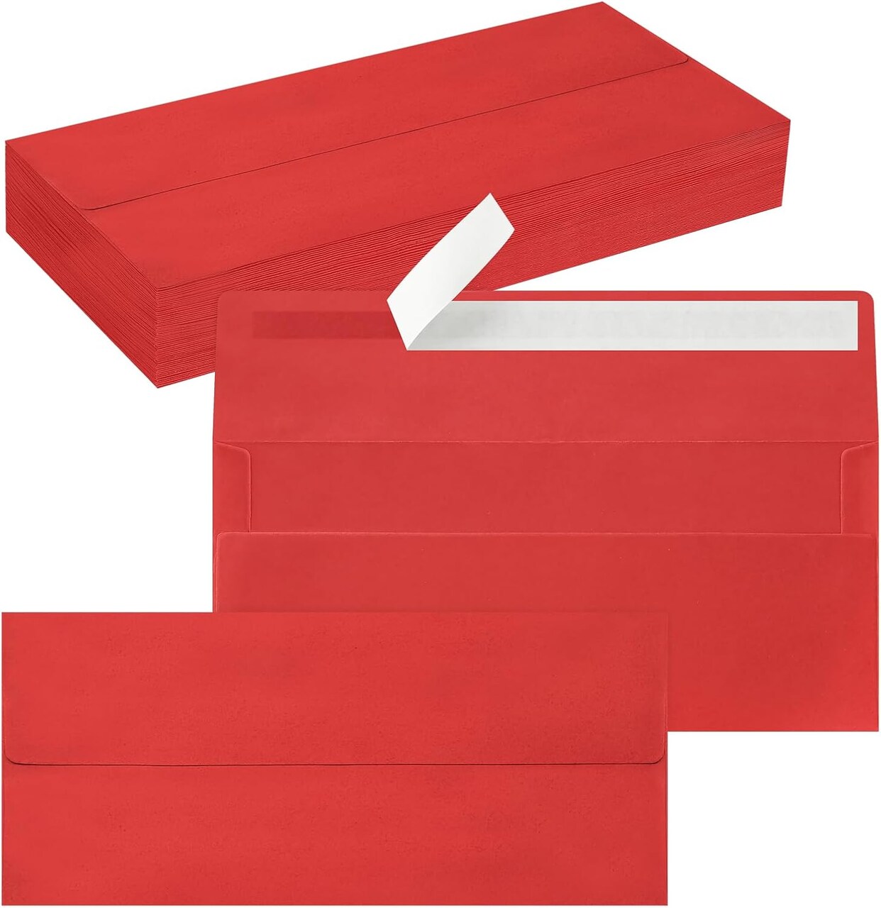 50-Pack #10 Christmas Red Business Envelopes – Self-Seal, 4.125 x 9.5in for Office & Mailing